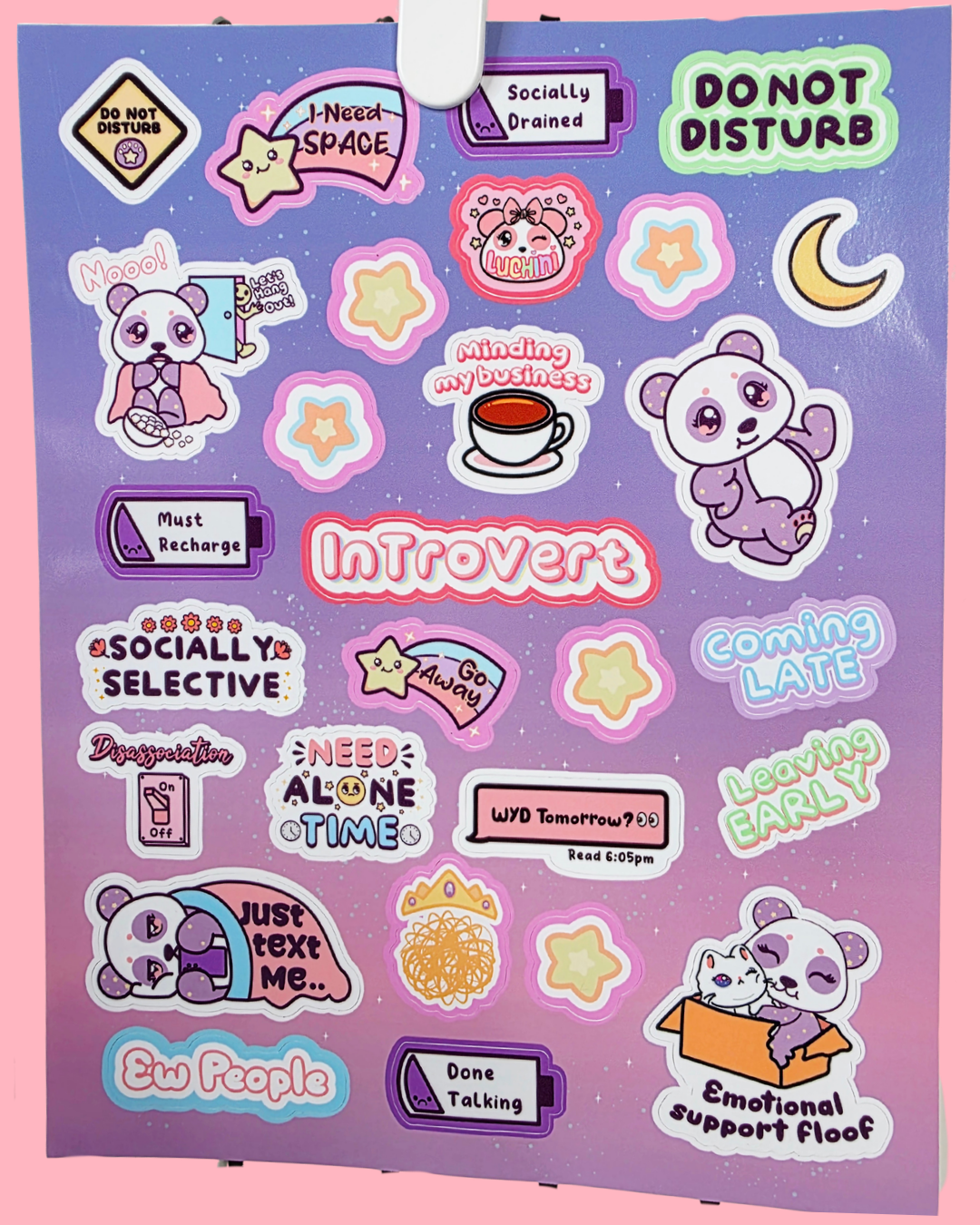 Introvert Sticker Luna Introvert Sticker Sheet – Luchini
