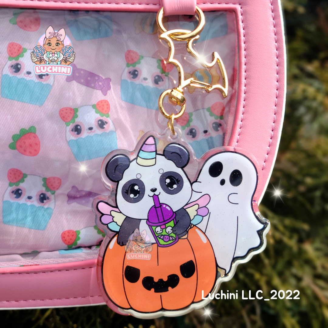 Spooky Boba Glitter Acrylic Keychain